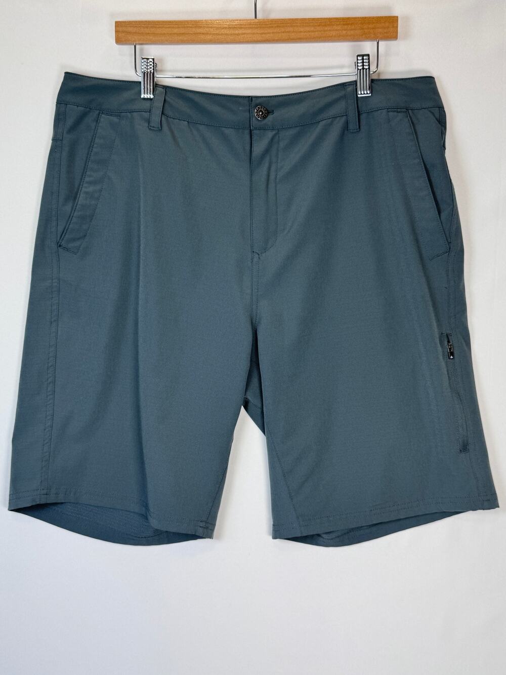Gerry Outdoor Mens Steel Blue Stretch Trail Hiking Shorts Size 36 Zip Pocket